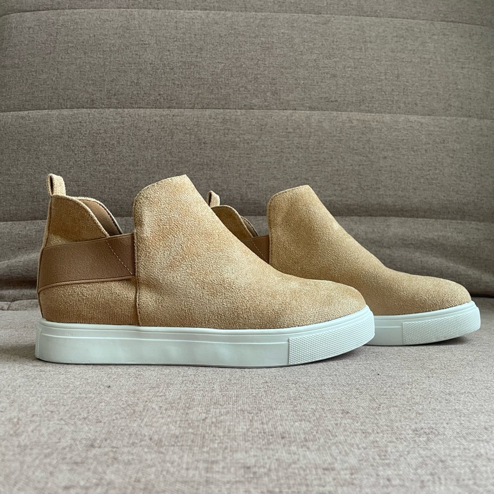 Tan Slip-On Faux Suede Sneakers